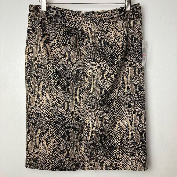 MICHAEL Michael Kors Animal Print Midi Skirt Python Snakeskin Print Office Sz 10 - Picture 1 of 8